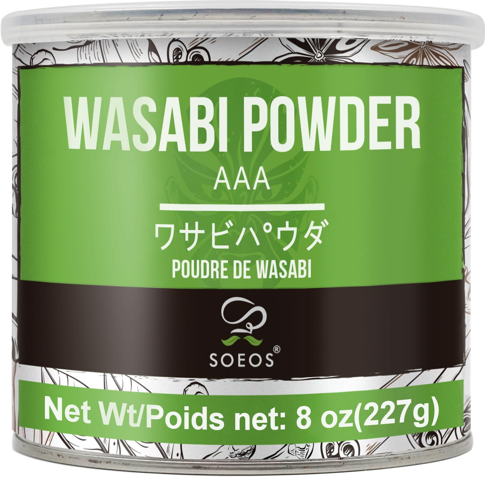 Soeos Wasabi Powder 8oz (227g), Premium Wasabi Powder for Sushi and Sashimi