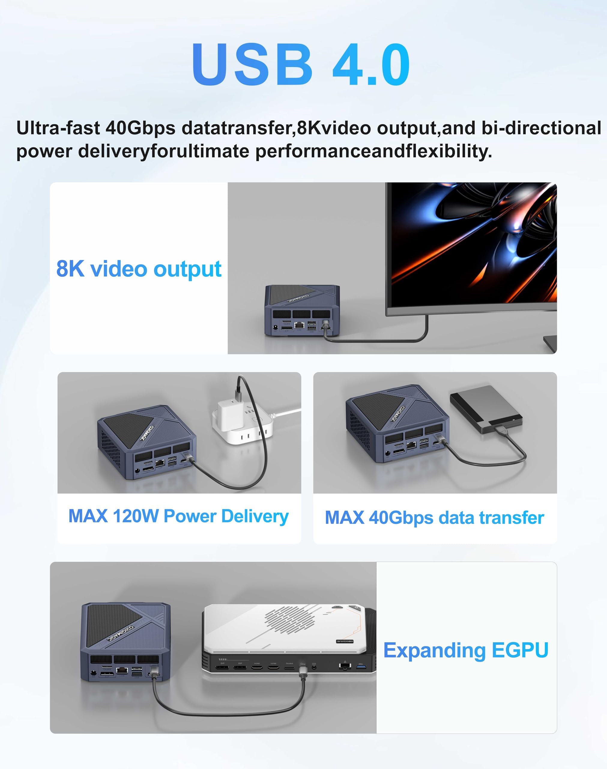 Oculink Mini PC 11 Pro, Ryzen 7 7840HS (Beat 8745HS) Gaming Desktop Computer, Radeon 780M GPU, 32GB DDR5 RAM 1TB PCIe 4.0 SSD, 8K USB 4.0, Triple Display, WiFi 6E, BT5.2, 2.5 GbE LAN