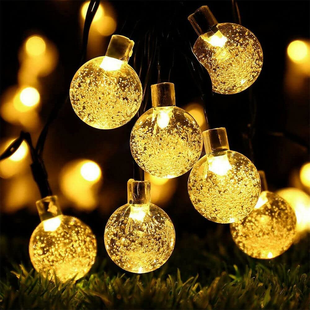 Yorkshire Homeware Solar Garden Lights, 50 LED Crystal Balls Outdoor String Lights Waterproof 8 Modes Indoor/Outdoor Garden, Patio, Yard, Home, Party, Wedding, Festival Decoration (Warm White)
