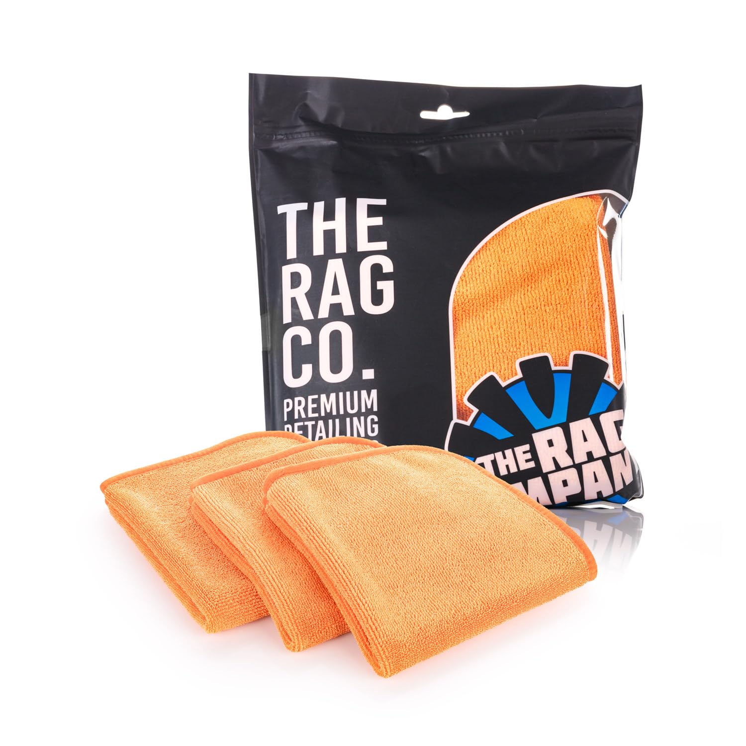 The Rag Company - Premium FTW Microfiber Cleaning Towels for Glass, Windows, Mirrors, Polished Surfaces - Streak-Free, Scratchless, 16" x16”, Orange, 3-Pack