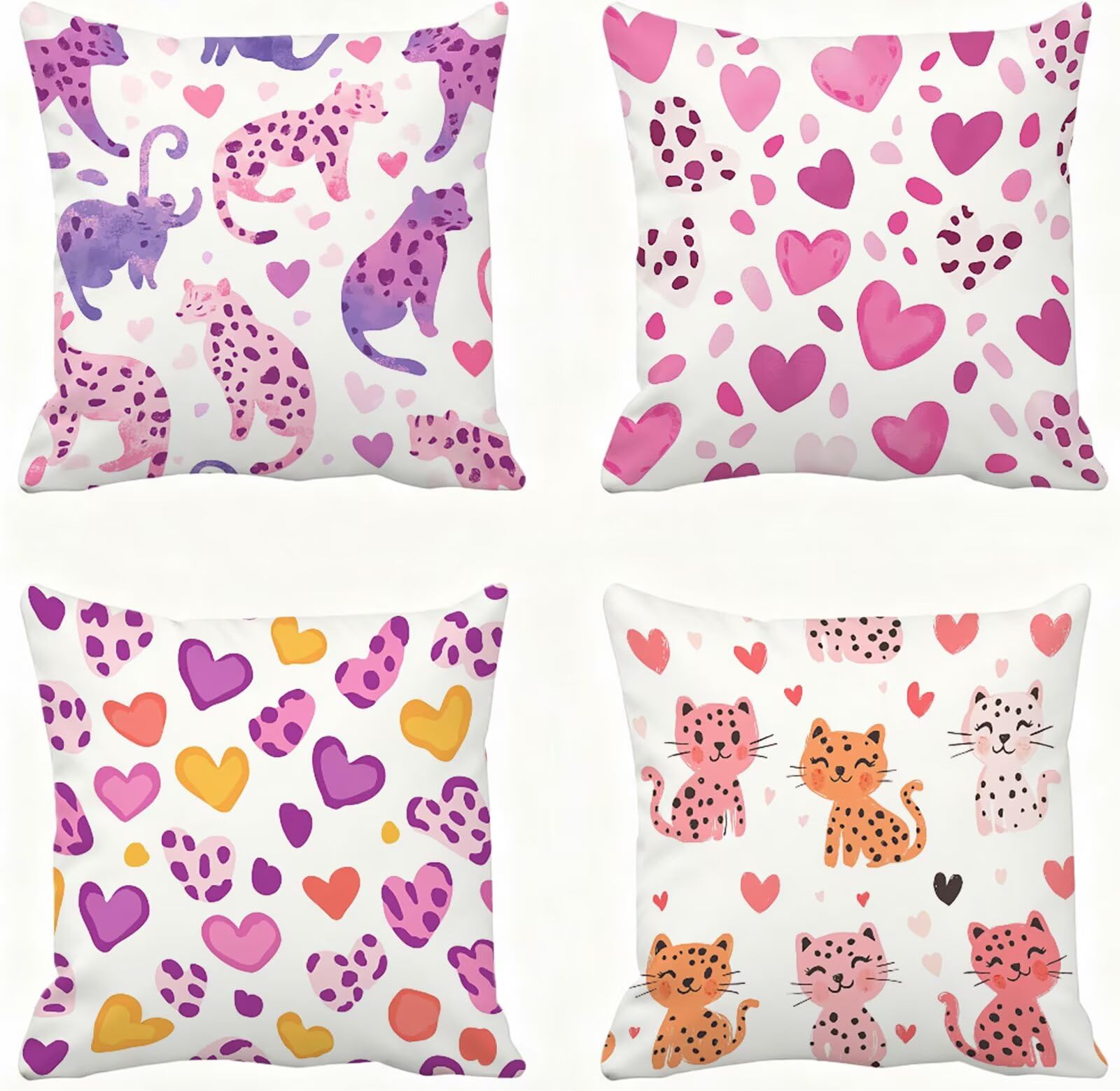 Rose Housse Coussin 60x60 Amour Taie Oreiller 60x60 Lot de 4 Super Doux Protege Oreiller 60 x 60 Decoration Automne Taie D'oreiller Carrées Coussin Canape, pour Maison Chambre Canapé Chaise E - 589