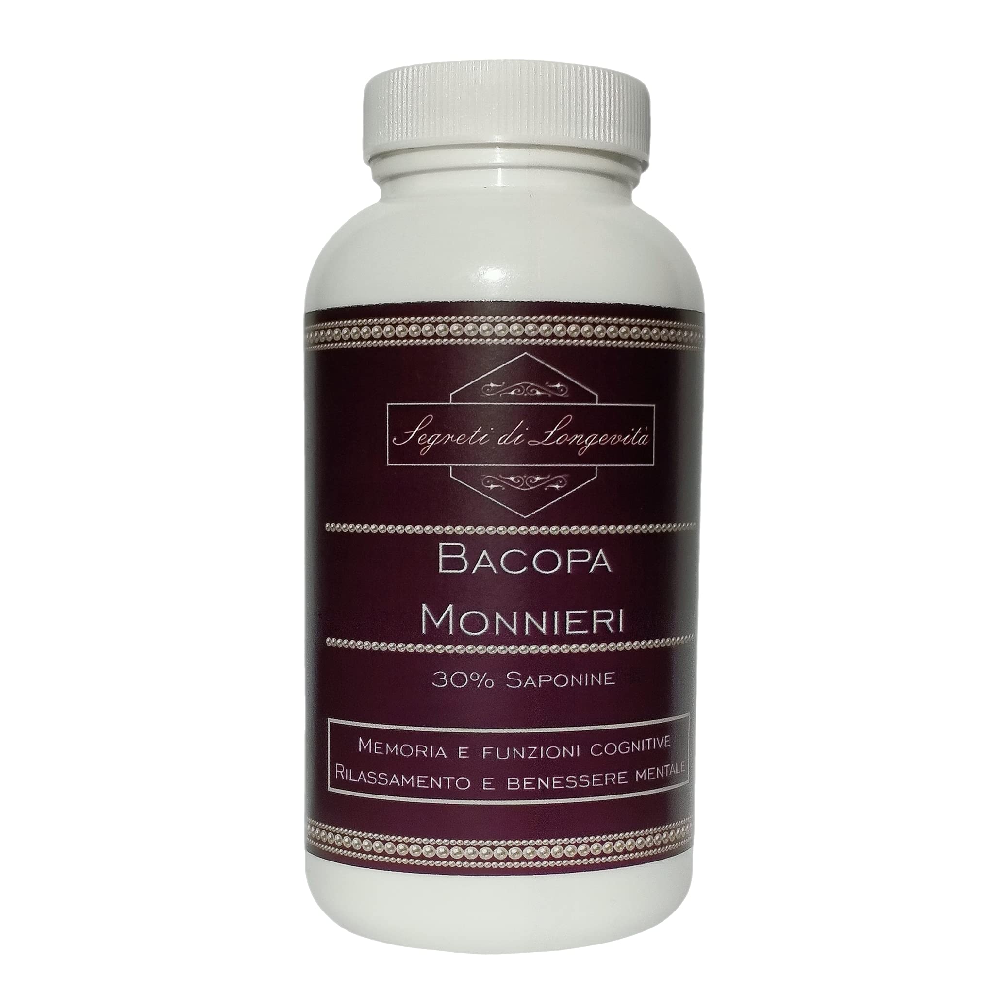 BRAHMI - Bacopa monnieri - 100% estratto secco titolato al 30% di Saponine (Bacosidi) - 90 capsule vegetali da 500mg - Memoria e Funzioni Cognitive - Rilassamento e Benessere Mentale