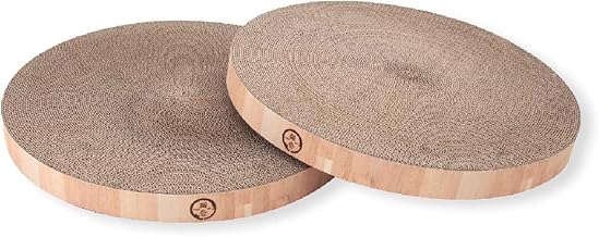 Necoichi BariBari (Scratch) Bowl, Replacement Scratching Pad for Cats, 2-Pack, Light Brown