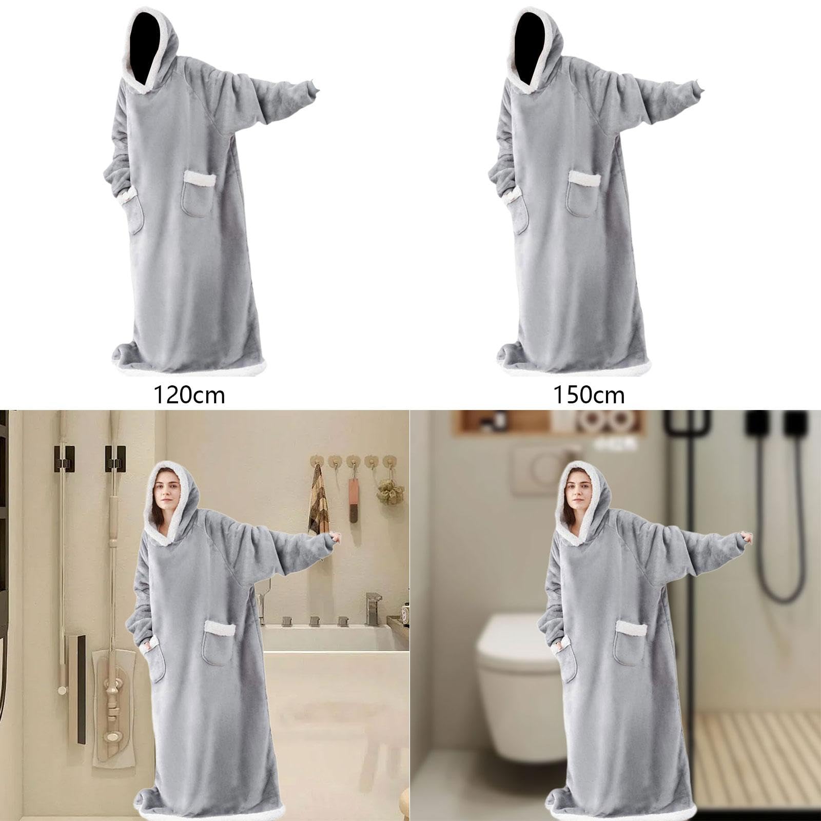 CALANDIS® Wearable Blanket Hoodie Sweatshirt Clothes Soft Loungewear Cozy Pajama Robes 120cm | Sleepwear & Robes | Intimates & Sleep | Womens Clothing 3