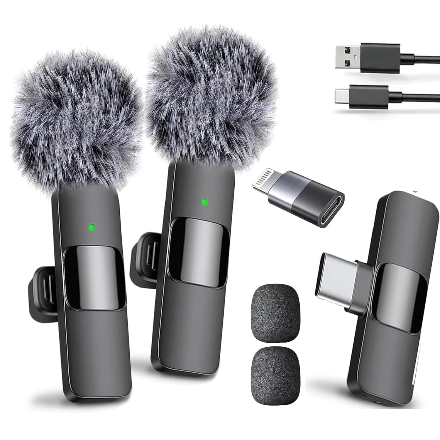 outland K9 Dual Wireless Lavalier Microphone for Android/iPhone – 3-in-1 Collar Mic with USB-C & Lightning Plug | Noise Cancellation, Vlogging, YouTube, Interviews, Reels (Blackcolour)-picture-10
