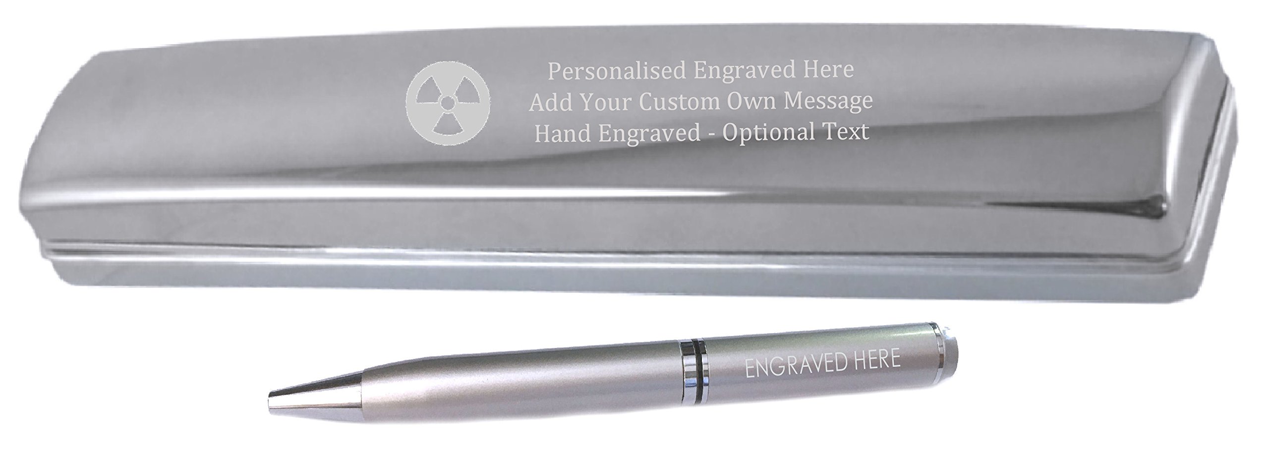 Caja de mensajes personalizable para bolígrafo de satén, color plateado y cromado