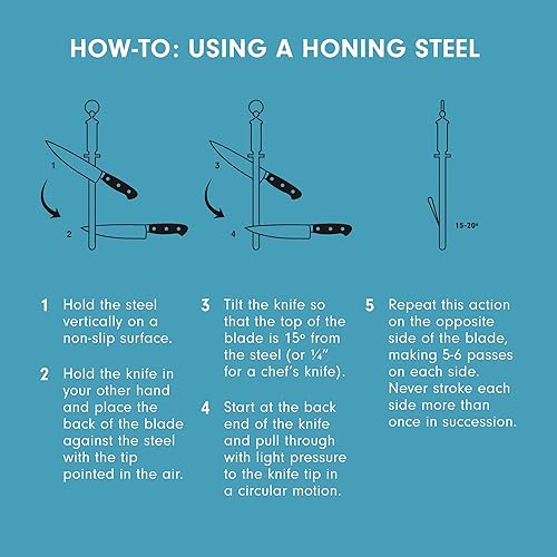 Miniatura 6 de Messermeister  Sacapuntas para cuchillo con varilla de cerámica., Afilador de cuchillos de varilla de cerámica, 12", Negro