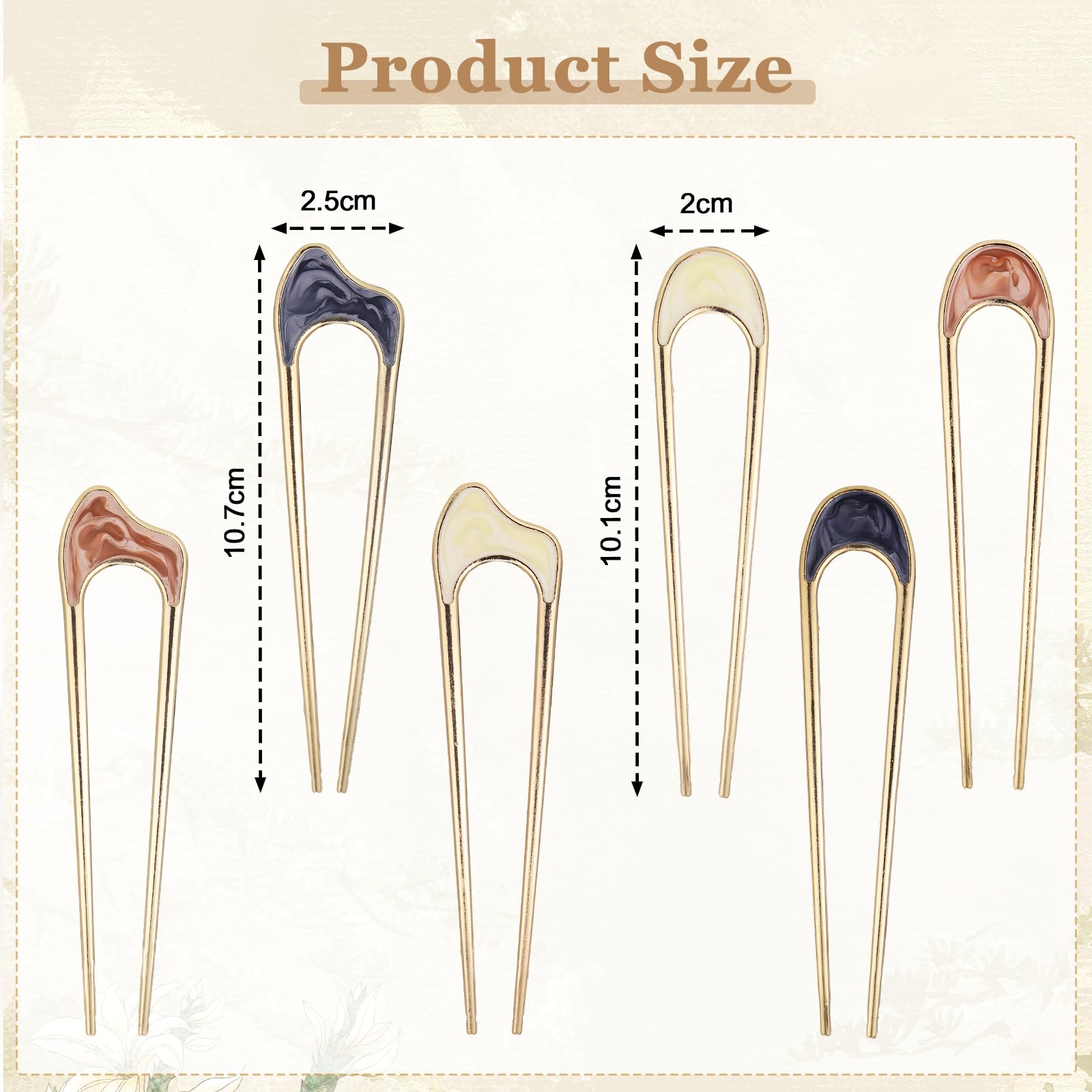 Huiguli 6 Pieces French Hair Pins, U Shaped Metal Hair Fork - Image 2