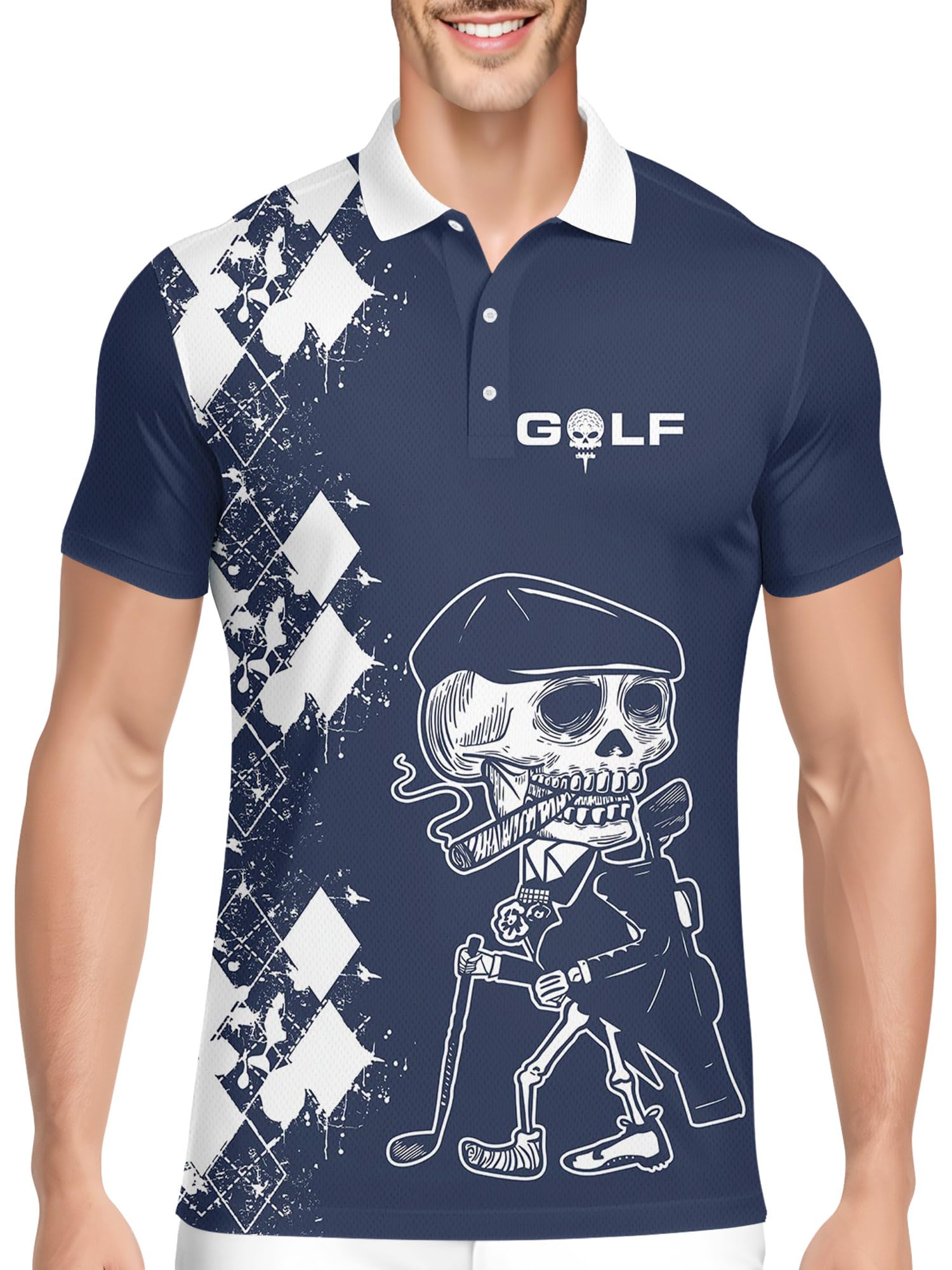 PAGYMO Funny Golf Shirts for Men Crazy Print Moisture Wicking Performance Graphic Short Sleeve Mens Polo Shirt, Aop-polo-11705, XL