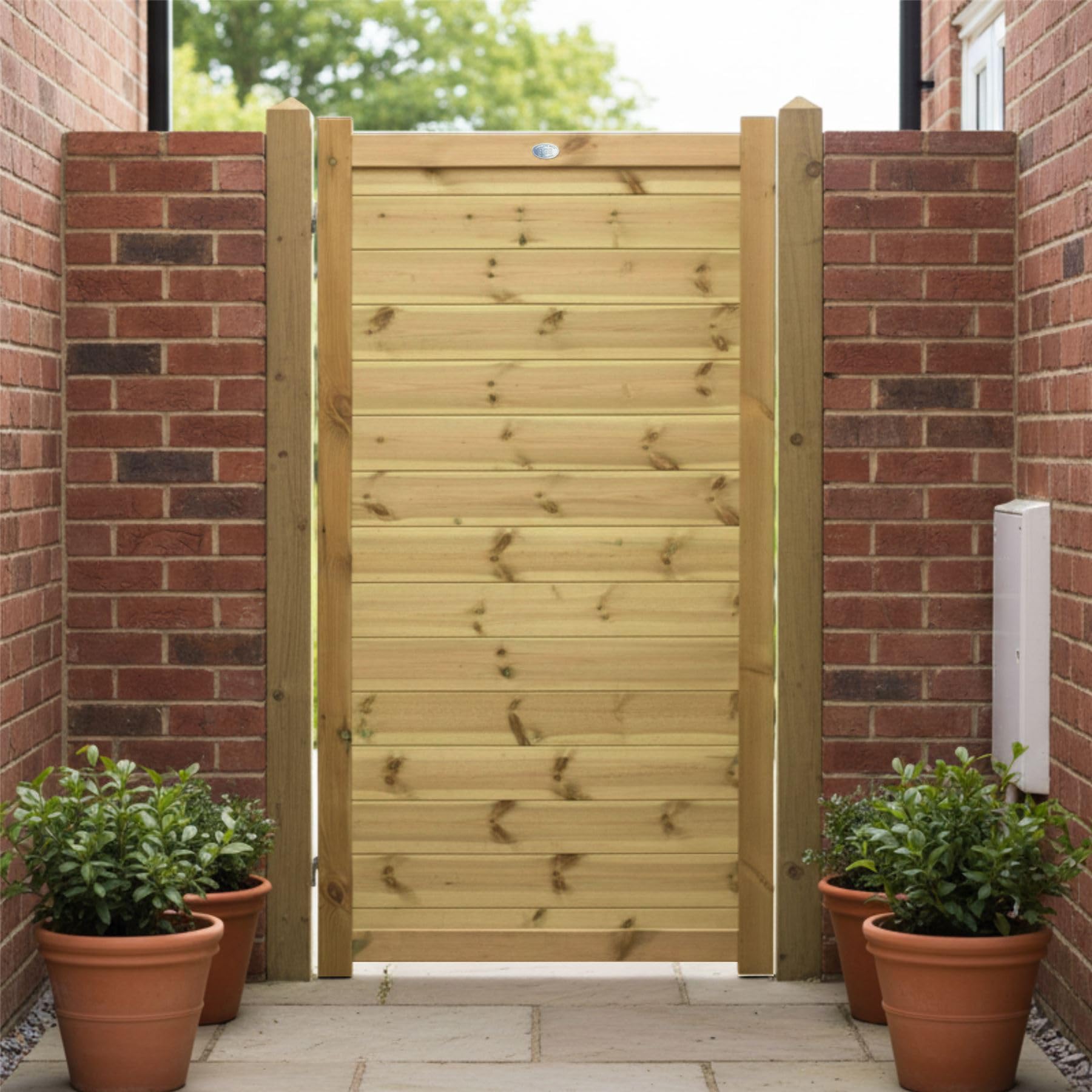 Premier Garden Supplies Pressure Treated (Tanalised) Ultimate Tongue & Groove Gate Horizontal Smooth-Planed Fully Framed Treated Timber Door 6Ft X 3Ft Ideal For Outdoor Pathway Home Access (High: 180Cm X Wide: 90Cm)
