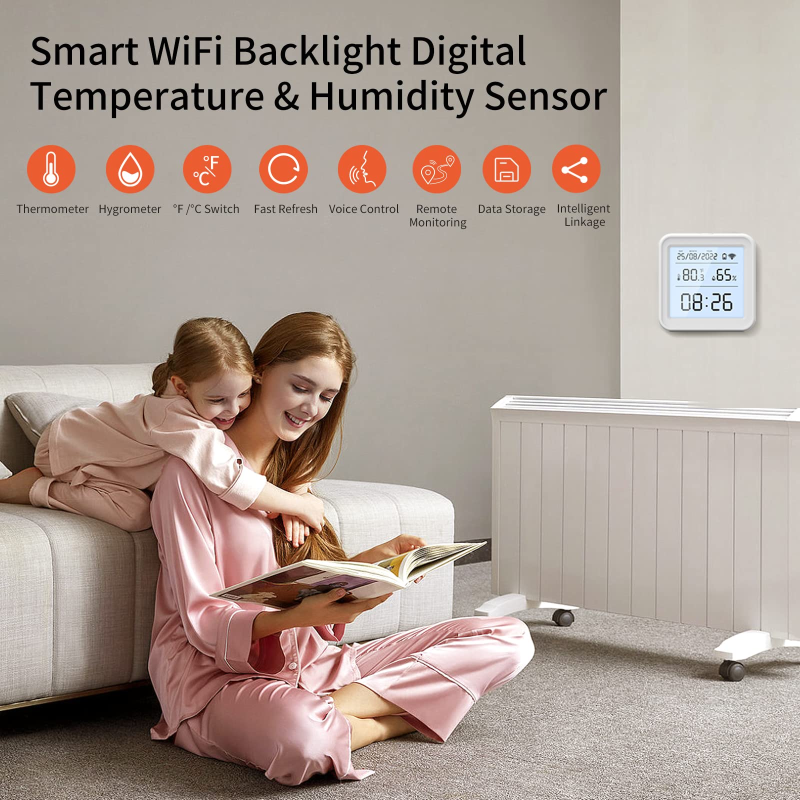 eMylo WiFi Indoor Thermometer Hygrometer, Digital Humidity Meter and Temperature Sensor with App Control, Free Data Storage, Notification Alerts for Home, Baby Room, Cellar, Greenhouse