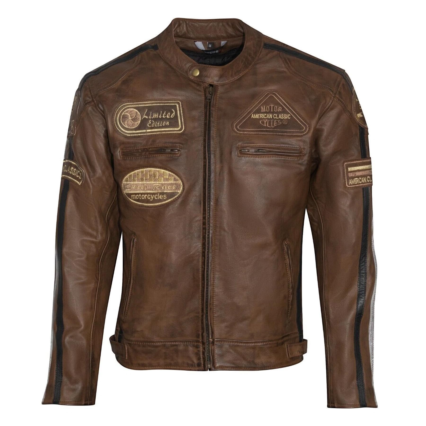 Giubbotto Moto in pelle da Uomo ASPIDEX Vintage Custom & Café Race Stile Harley