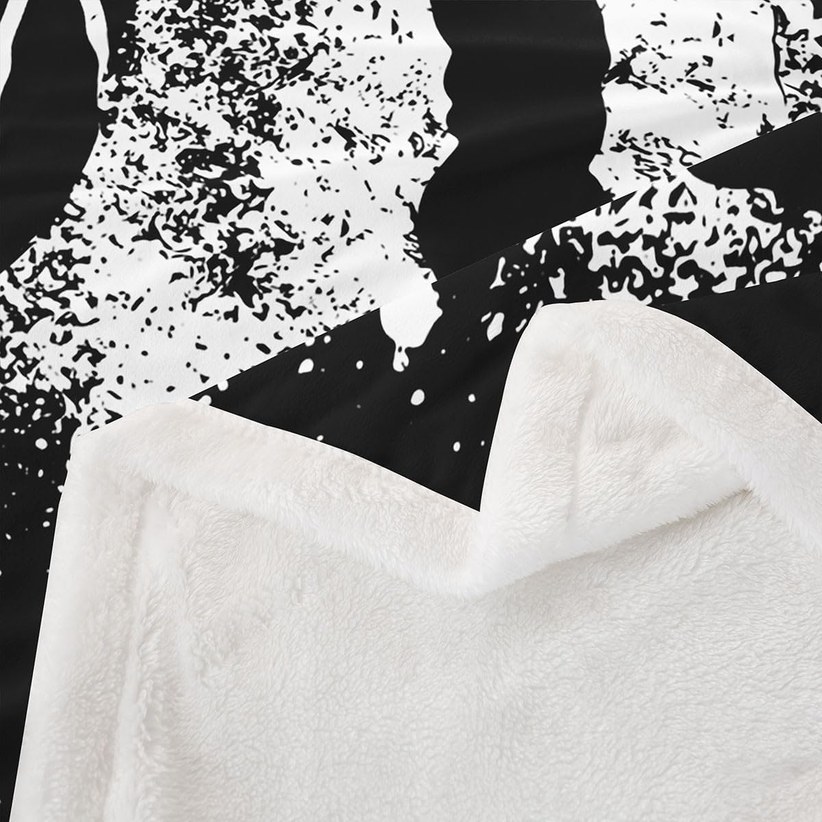 Feelyou Basketball Plush Blanket Sports Theme Fleece Throw Blanket for Bed Couch Sofa Children Basketball Player Games Design Sherpa Blanket Black White Room Decor Throw 50"x60"