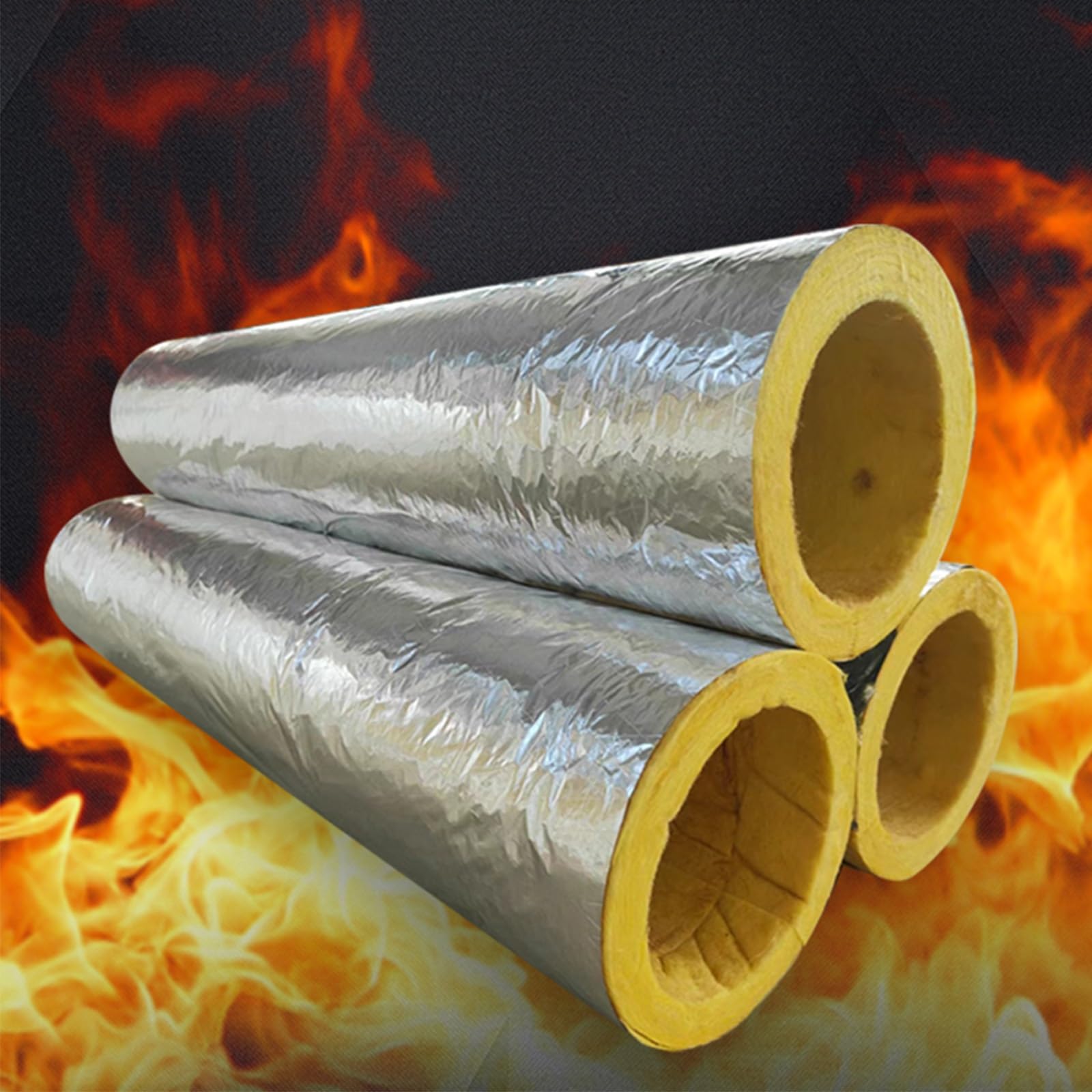 Steinwolle - Isolamento per tubi con guaina protettiva, tubo di isolamento termico HVAC, lunghezza 1 m, adatto per tubi di riscaldamento, varie dimensioni (27 mm, 30 mm)