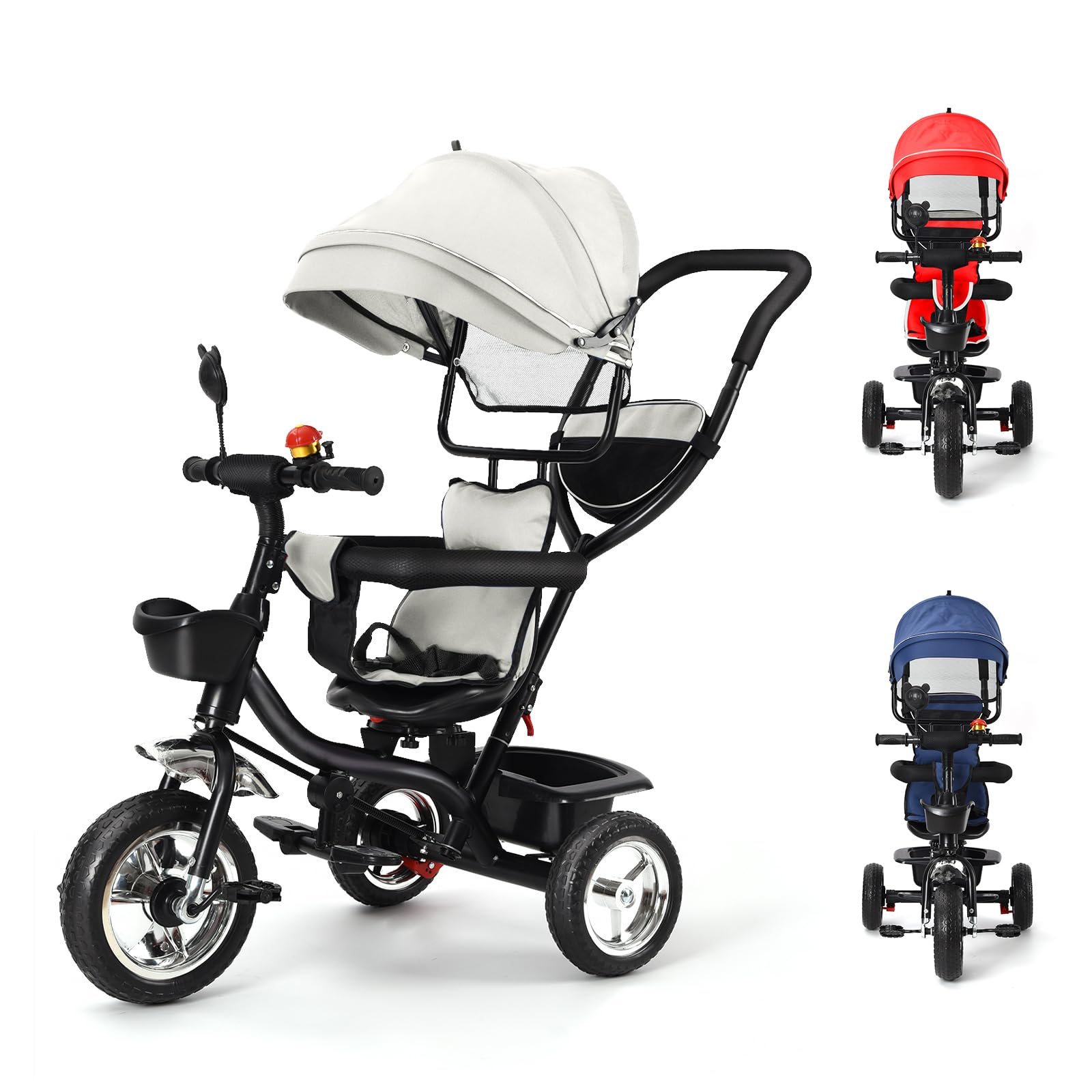 4 in 1 Bicycle, Tricycle for 2 3 4 Year Old Boys and Girls, Baby Ride On Toy, Infant Tricycle for 48-96 Months Children as Birthday Gift Christmas-4 in 1 (Light Grey)