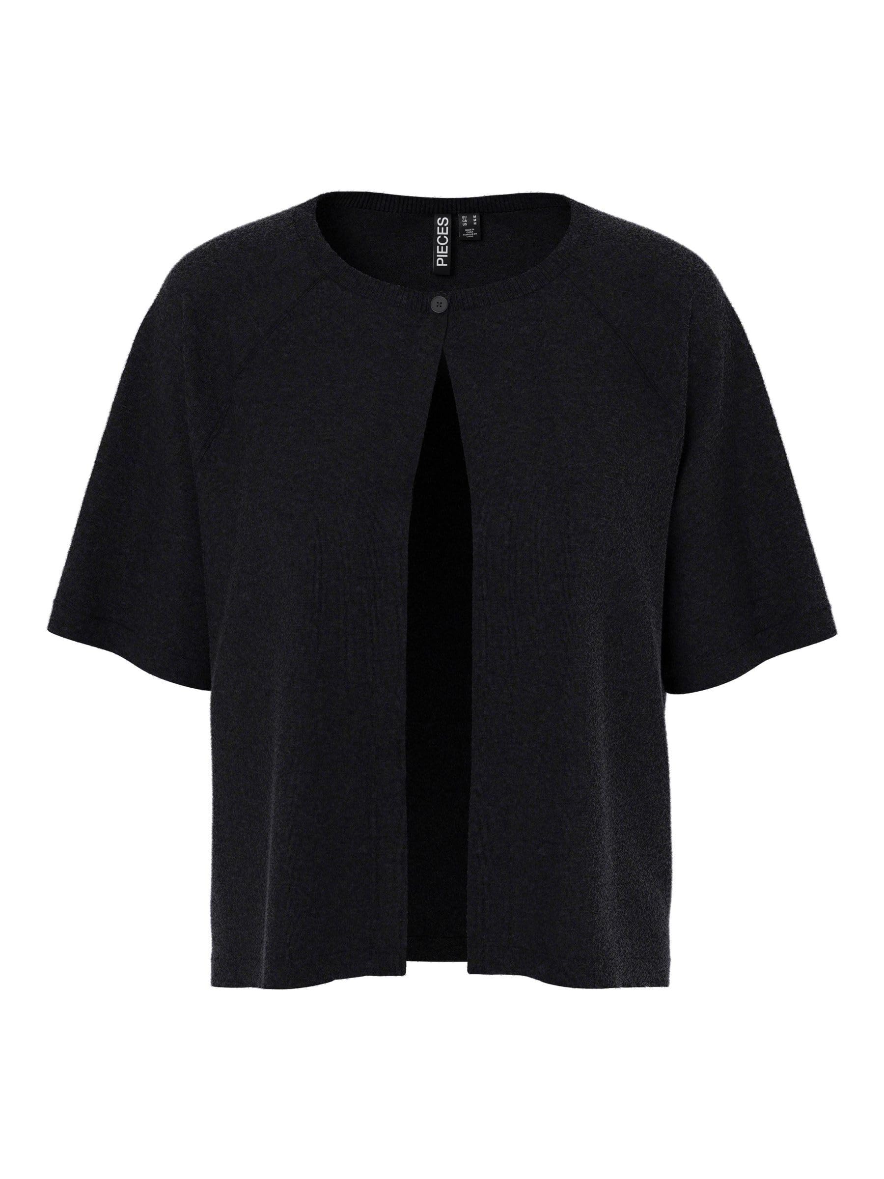 PIECES Womens Pcbree Ss O-Neck Knit Cardigan Noos Bc, Black, L UK