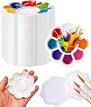 Disposable Watercolor Palettes, Set of 40 Petals Mixing Palettes, Mini 8cm Diameter, Lightweight Plastic, DIY Craft Paint Tray, Mixed Colors for Watercolor, Acrylic, Oil Painting, No Cleaning, For