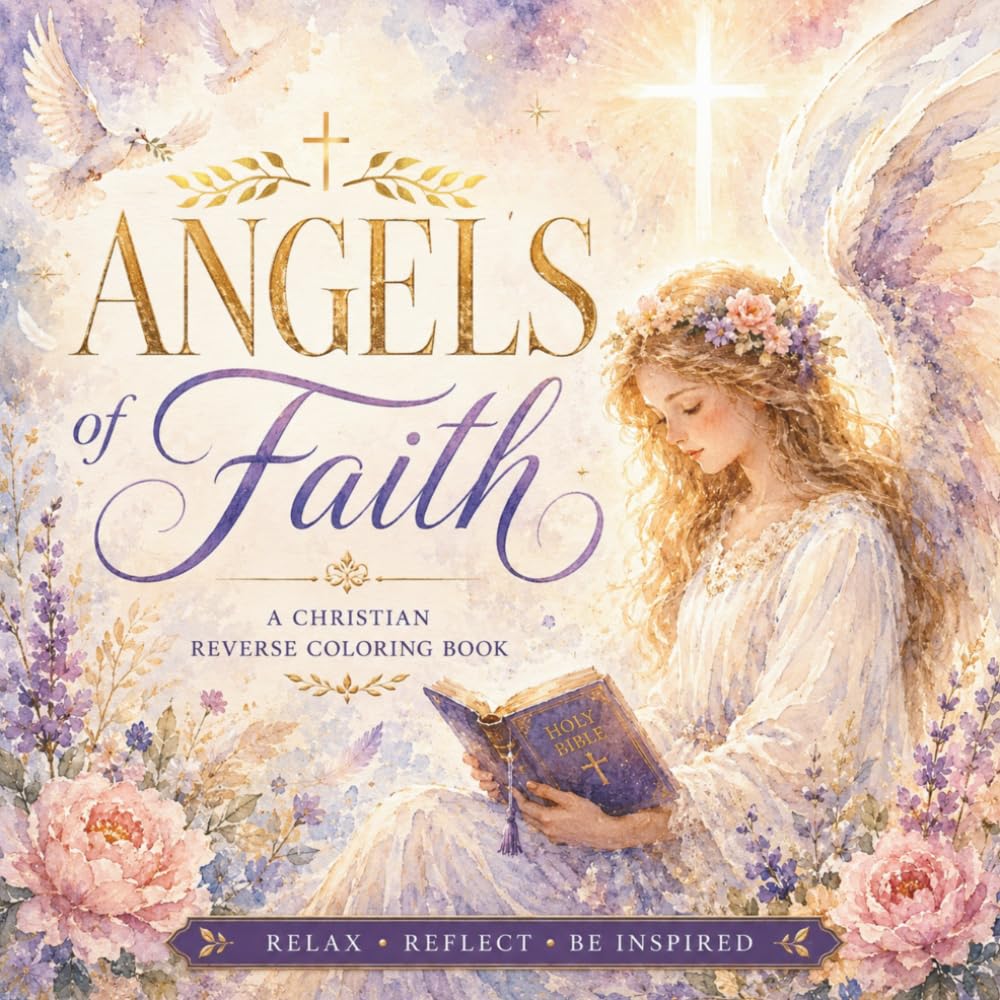 Angels of Faith: A Christian Reverse Coloring Book Featuring Angels, Bible Verses, Prayer, and Peaceful Watercolor Art for Teens and Adults