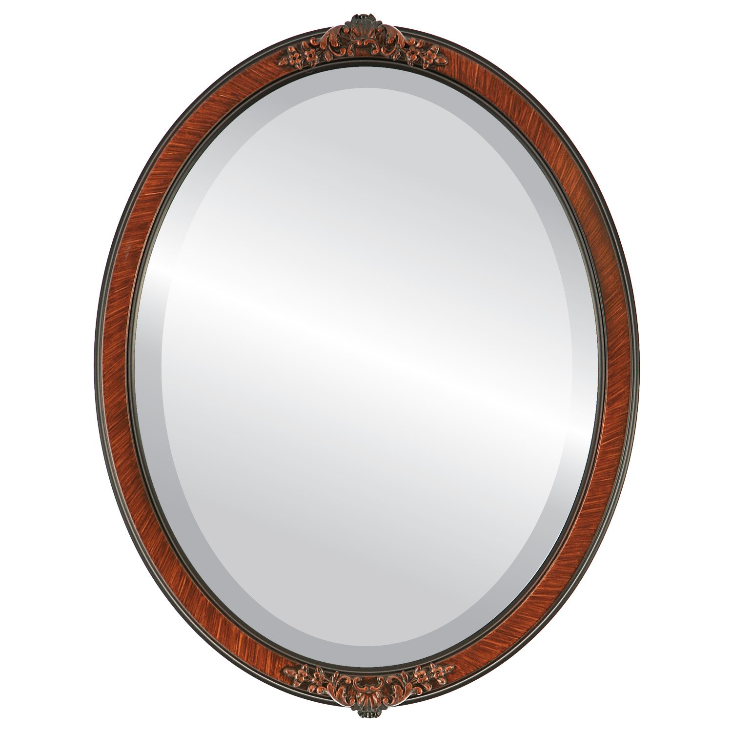 OVALCREST Oval Beveled Wall Mirror for Home Decor - Athena Style - Vintage Walnut - 21" x 17" Outside Dimensions