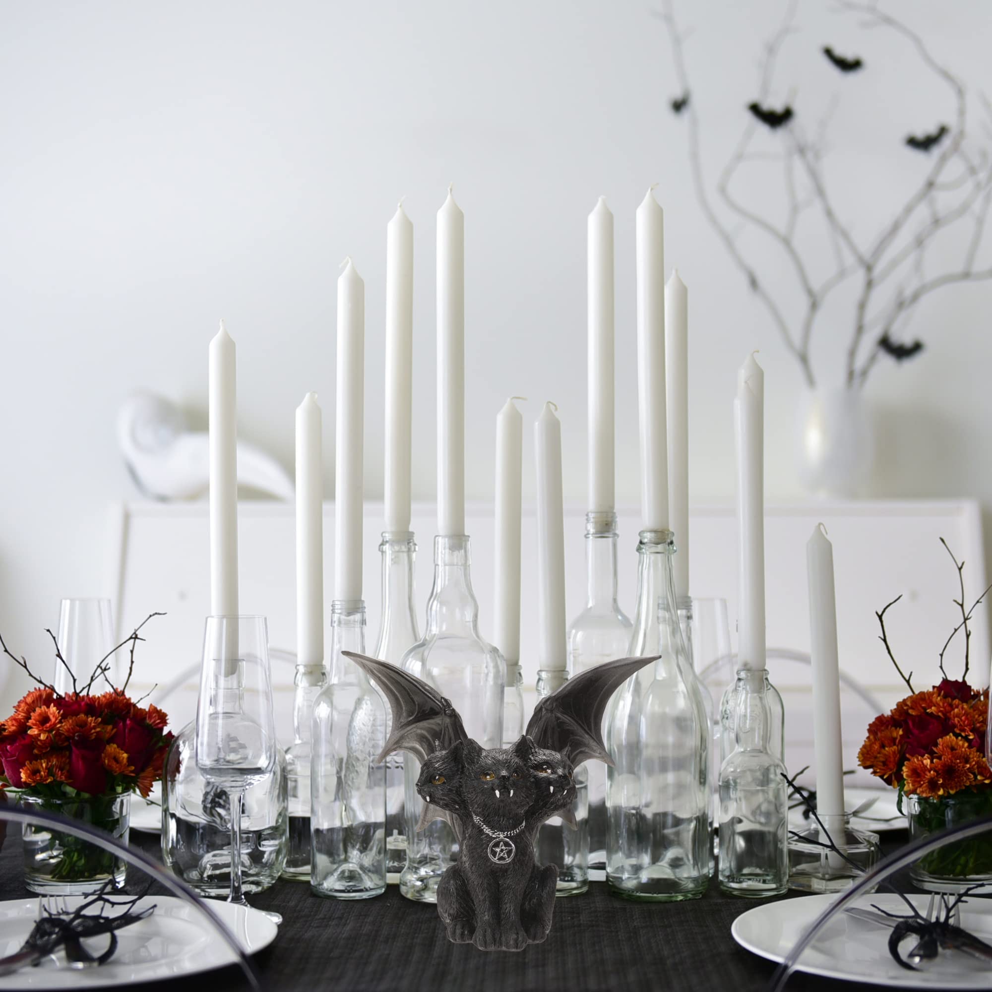 Pacific Giftware Figura de gato negro de resina de tres cabezas con alas, decoraci n interior/exterior para nuevos propietarios, reci n casados y vecinos