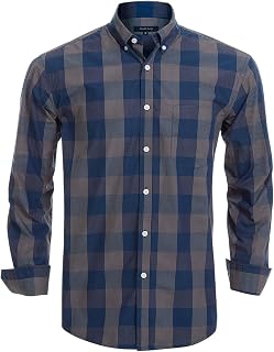 Double Pump Mens Button Down Shirts Cotton Long Sleeve Shirts Regular Fit