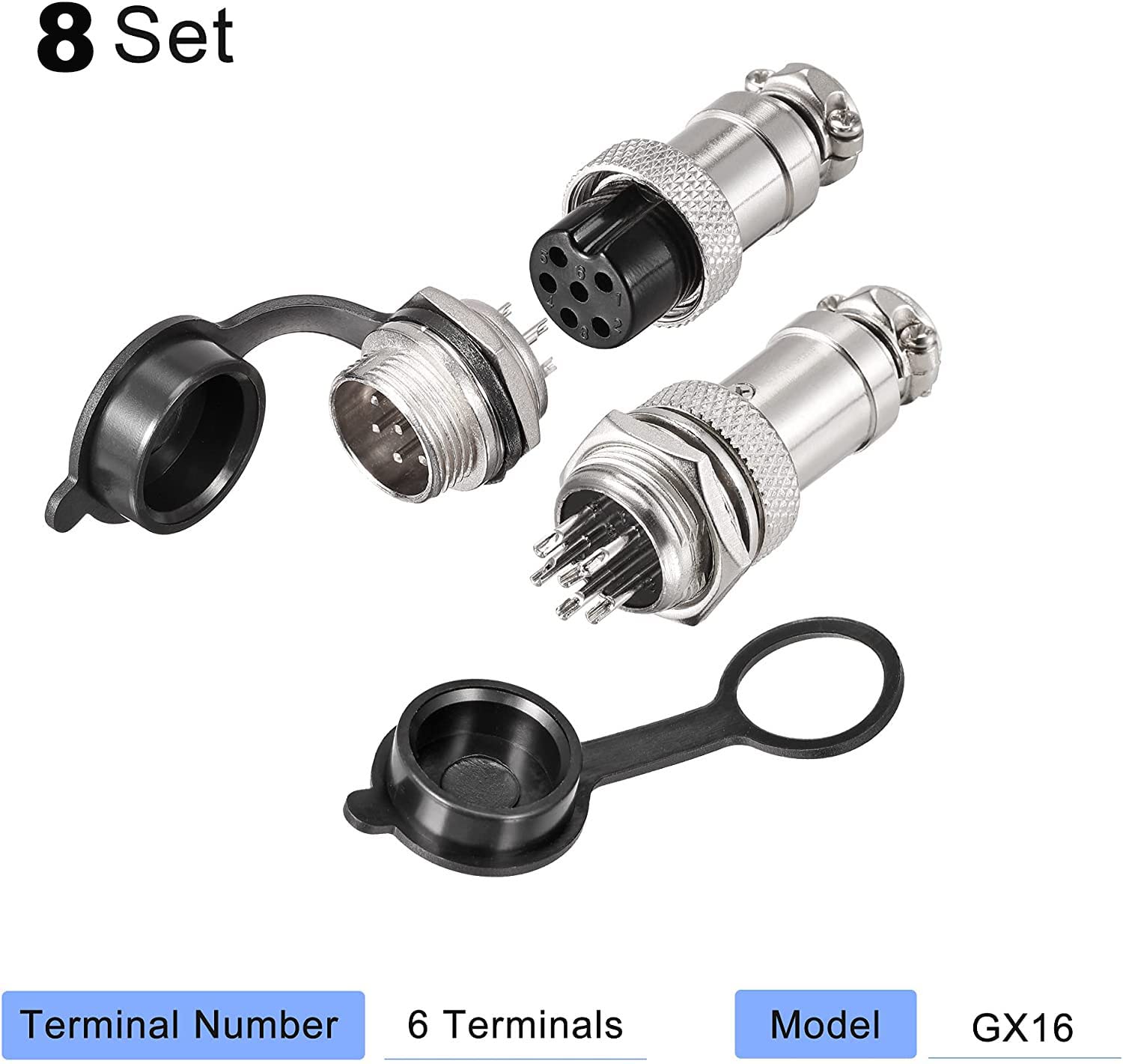 Connecteurs Aviation GX16 - 16 Pcs 6 Broches Mâle/Femelle | Étanches Pour Audio, Automobile, CNC