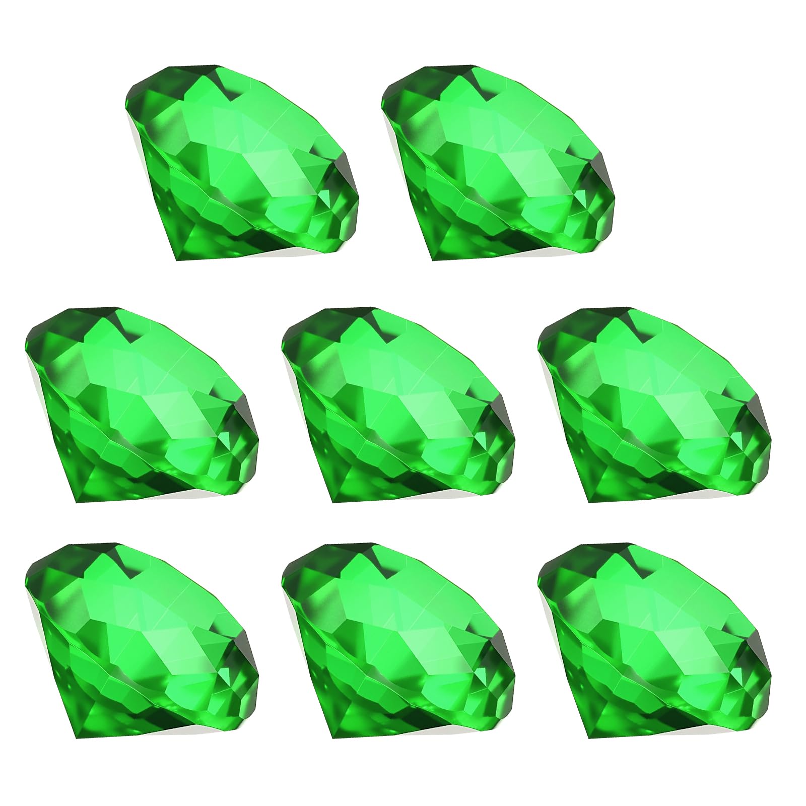 PATIKIL 8 Pcs Diamond Crystal Paperweight, 40mm / 1.57 Inch Crystal Paperweight Paper Weight for Home Office Desktop Table Decor Wedding Party Jewelry Ornaments, Green