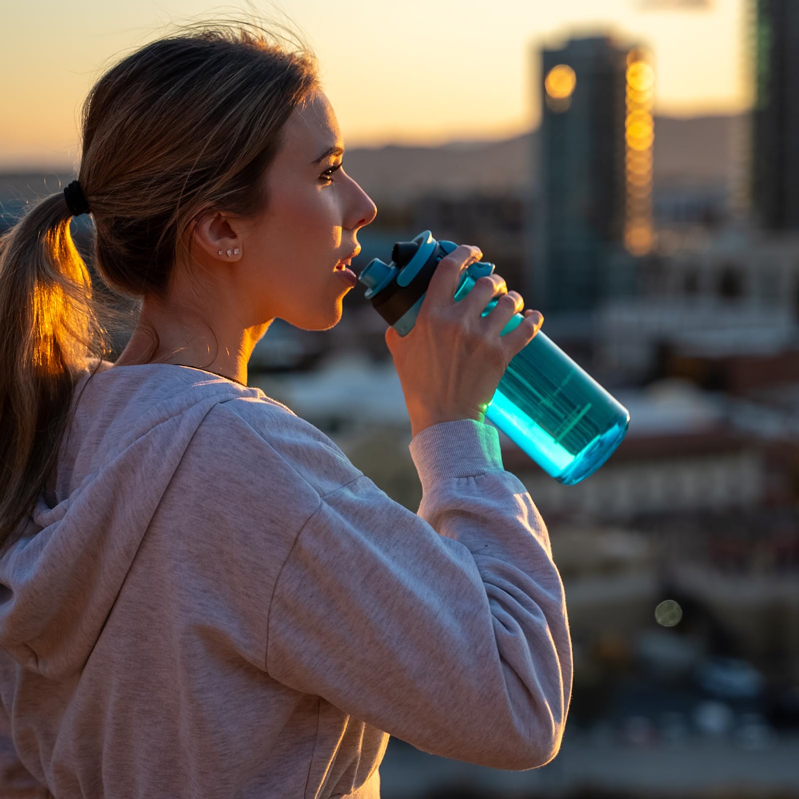 Super Sparrow Borraccia - 500ml/750ml/1L - Bottiglia Senza BPA, a Prova di Perdite - Borracce TouchGulp Flusso Rapido Con Un Clic per Scuola, Sportiva, Palestra