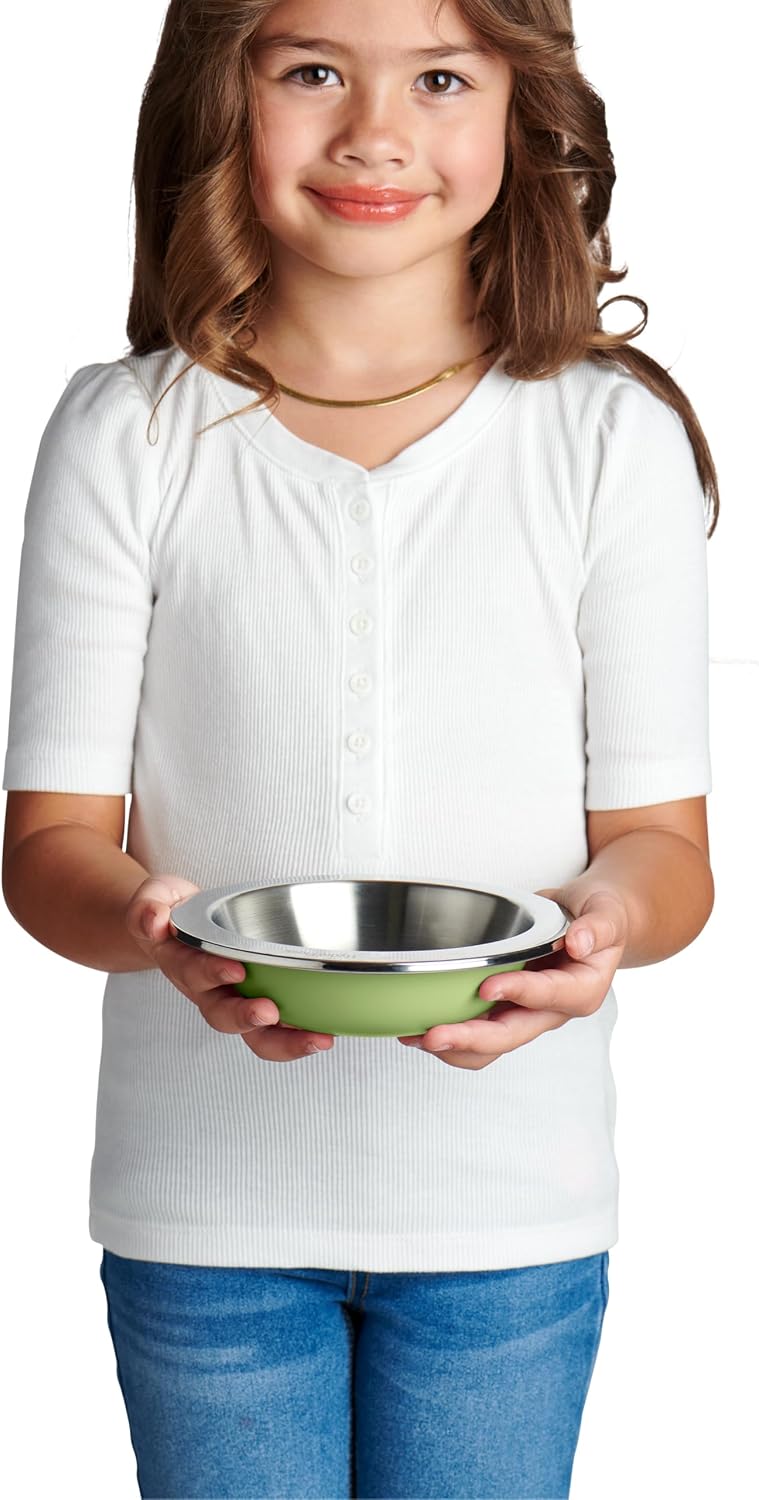 Hydro Flask Stainless Steel Kids Bowl- Dishwasher Safe, Stackable, Dinner Bowl in Seedling Green