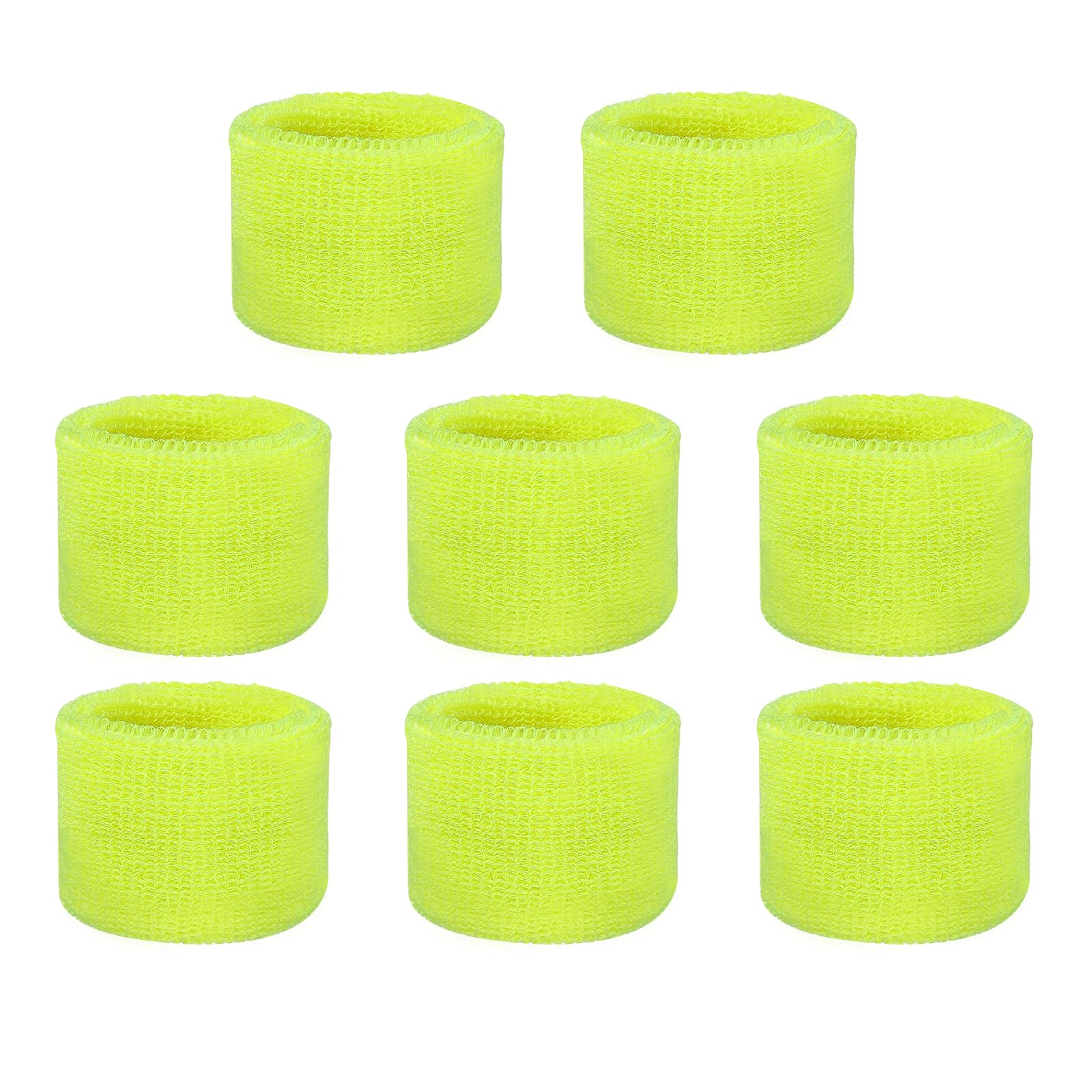 YELARXI Wrist Bands for Sweat, Sports Wrist Sweat Bands, Sports Wristband Sweatbands Breathable Absorbent Tennis Wristbands 8 Pcs & Fluorescent Yellow -Fitting for Basketball/Football/Gym