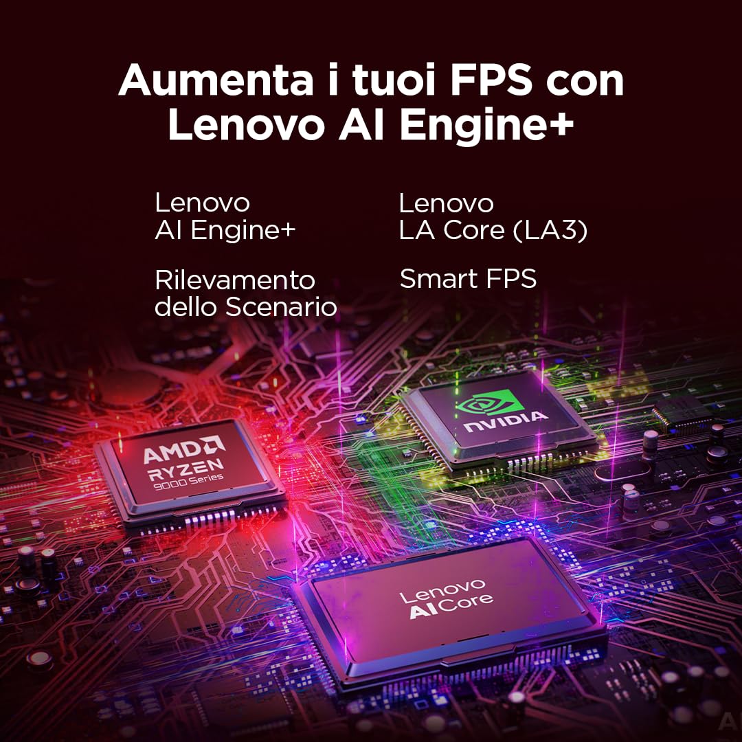 Lenovo Legion Pro 7 Gaming AI Laptop - Display OLED 16" WQXGA 240Hz, NVIDIA GeForce RTX 5080, AMD R9 9955HX3D, RAM 32GB DDR5, SSD 2TB, Windows 11, Tastiera RGB QWERTY, 3 mesi GamePass