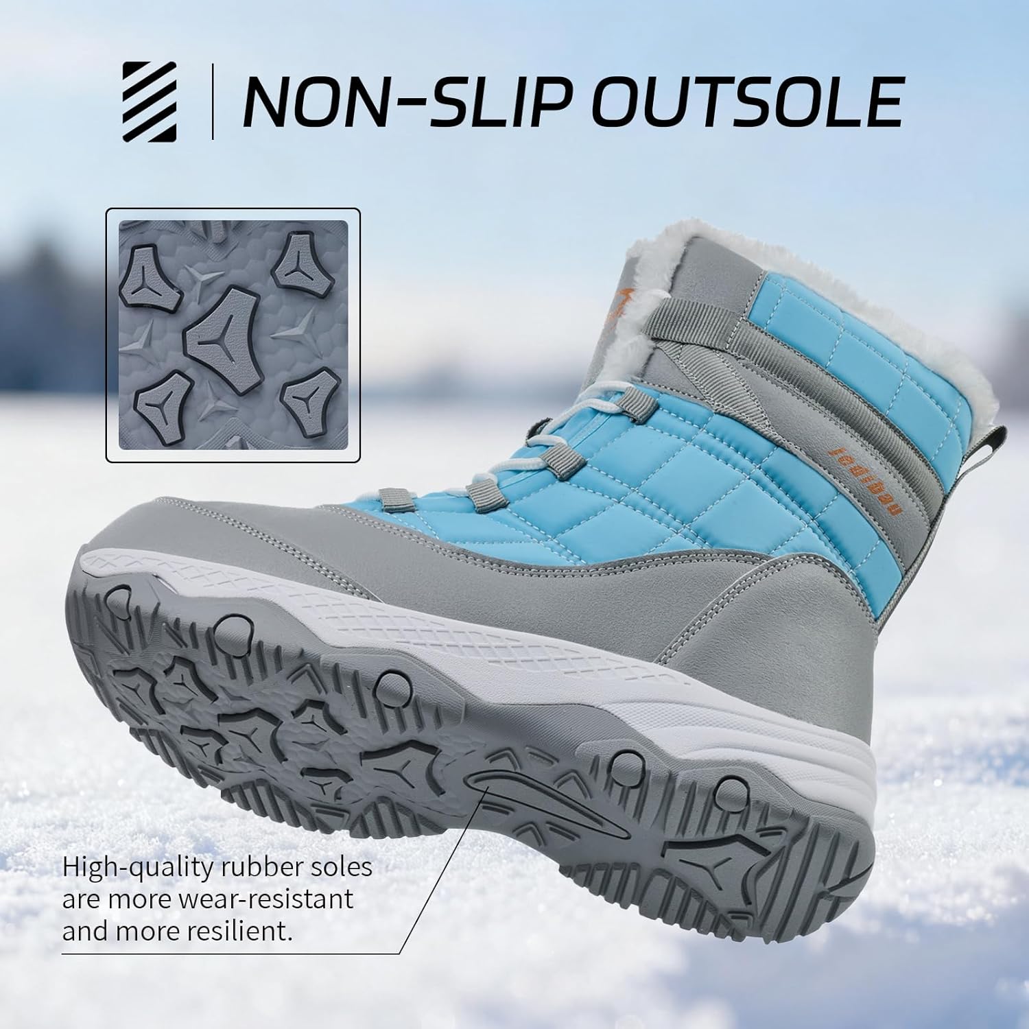 Snow Boots for Women Waterproof Mid-Calf Booties Winter Hiking Boot Durable Warm Fur Lined Boot Non-Slip Climbing Cold Weather Lightweight Shoes - Image 3