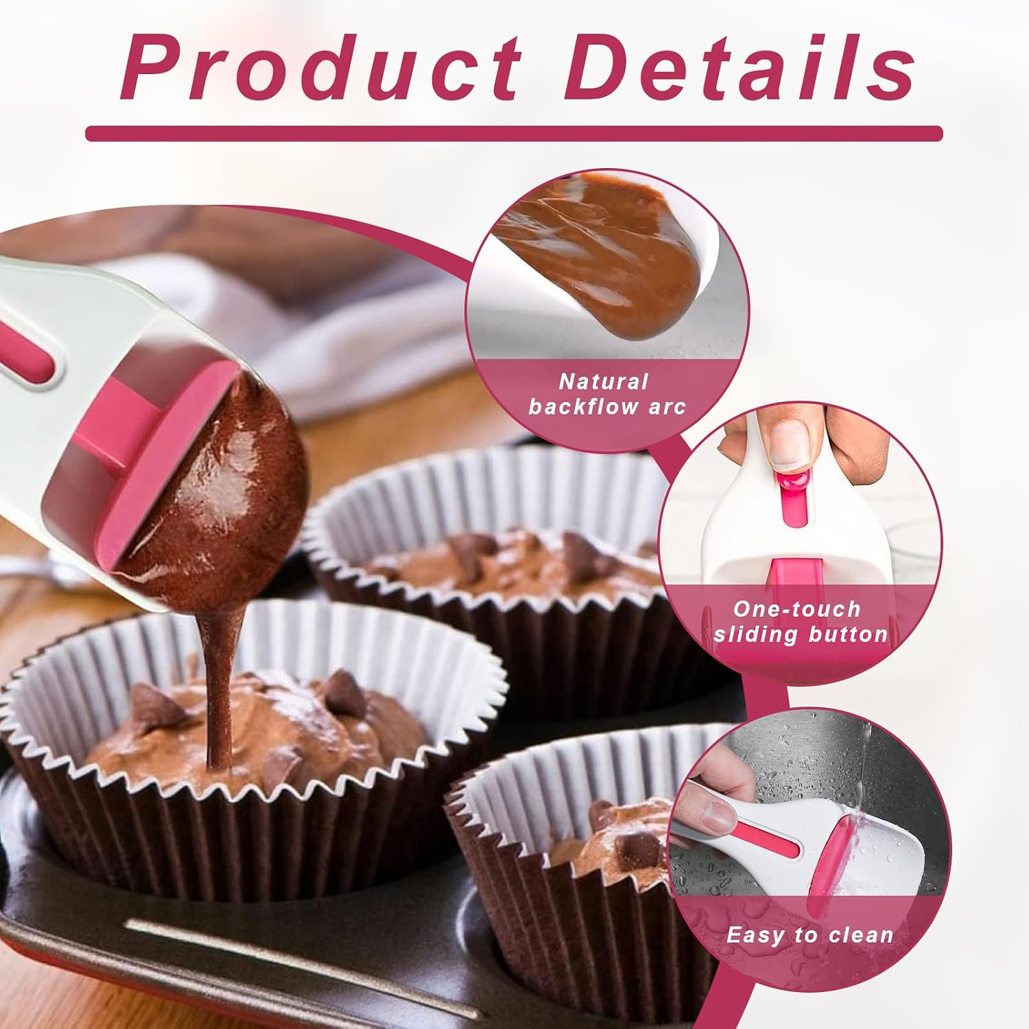 Sanmrajian Cupcake Scoop, One-Button Batter Dispenser