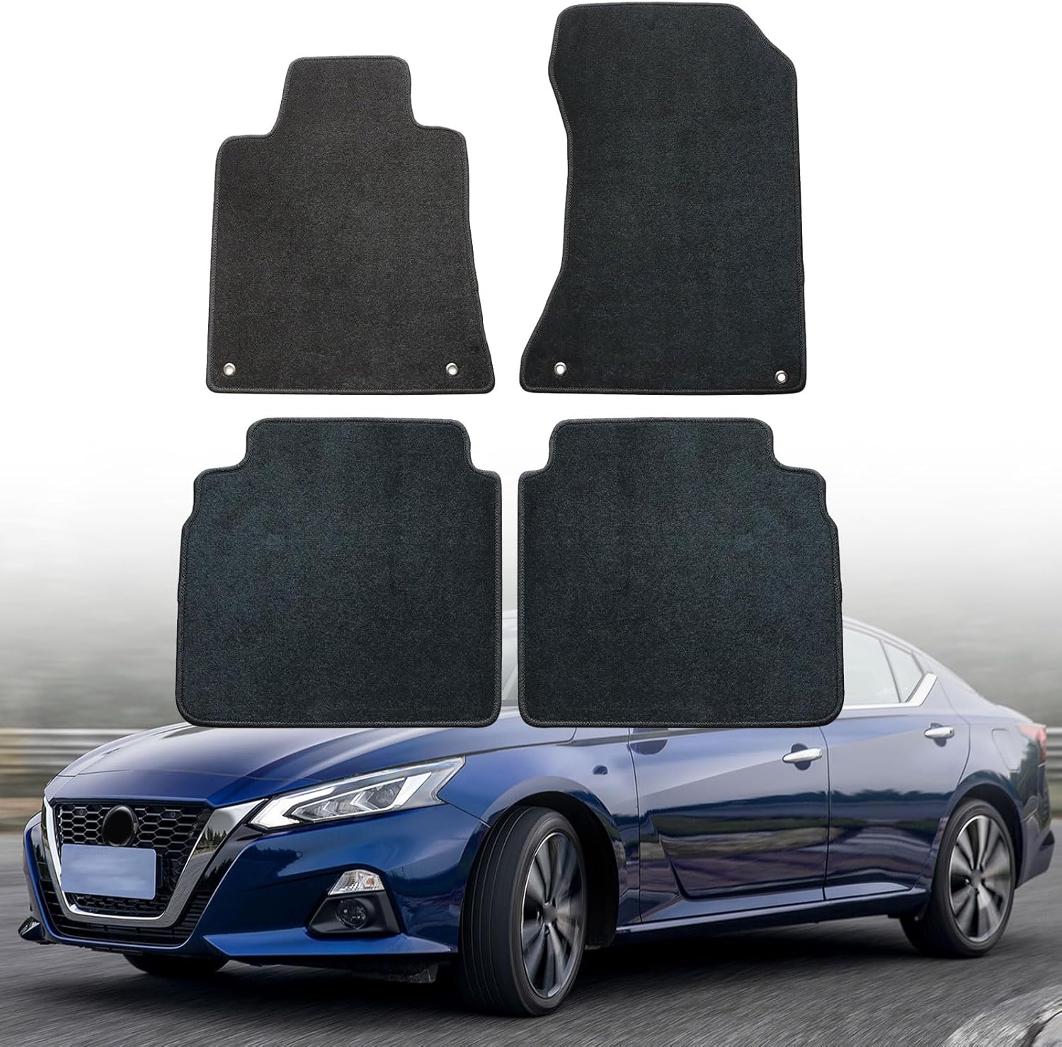 GXARTS Car Floor Mats Carpet Full Set Fit for Nissan Altima 2019 2020 2021 2022 2023 2024 2025 | All-Weather Protect, Velour, Black | Waterproof ? Anti Sliding Rubber Back