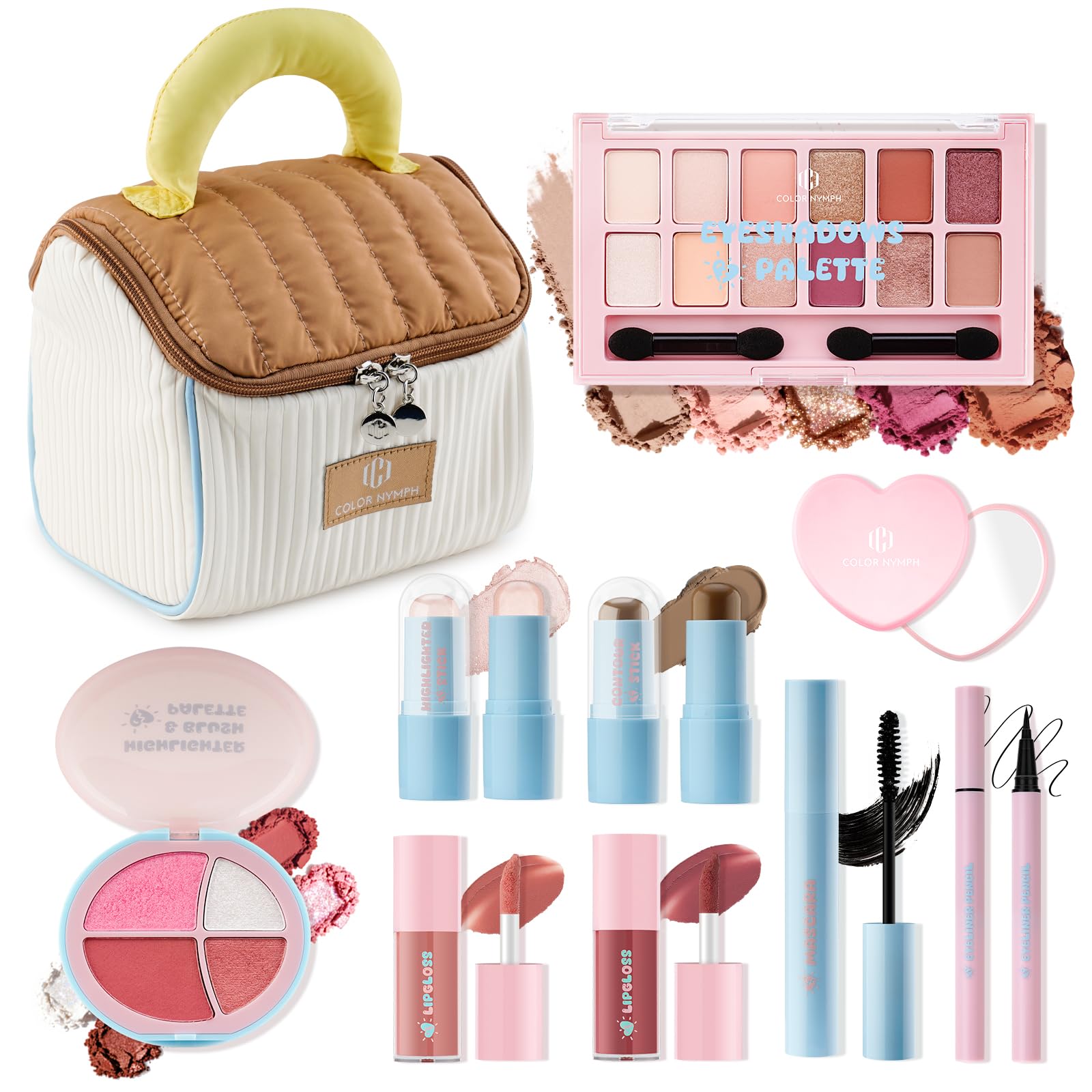 Color Nymph Makeup Kit for Girls, Makeup Set for Teens with Handbag #03 Baby Bear