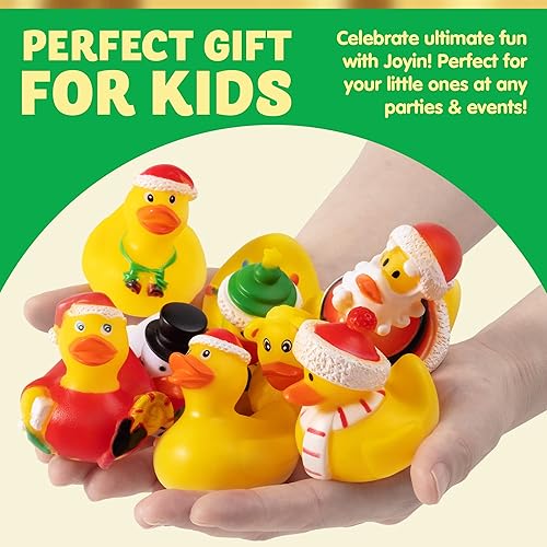Miniatura 4 de JOYIN 12 juguetes de baño de pato de goma de Navidad para rellenos de bolsas de regalos de Navidad y baby showers, niñas y niños pequeños, regalos