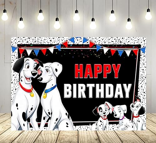 Fondo blanco de 101 perros dálmatas para suministros de fiesta de cumpleaños, 101 fondos de fotos de perros, tema de perros, cartel de baby shower,