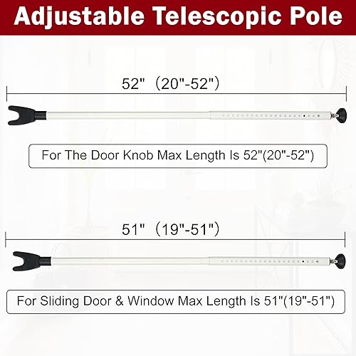Miniatura 2 de Barra de seguridad para puerta corredera, paquete de 3 barras de bloqueo de puerta corredera ajustables y resistentes con cabezal en Y extraíble,