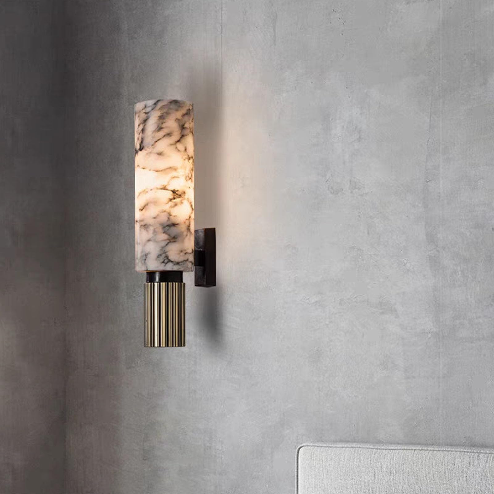 FZQSXAZU Modern Minimalist Marble Wall Light,Wall Sconce Brass,Mid Century Linear Hallway Lamp Long Vanity Light Fixture for Bathroom Bedroom Living Room Foyer(Color:A)