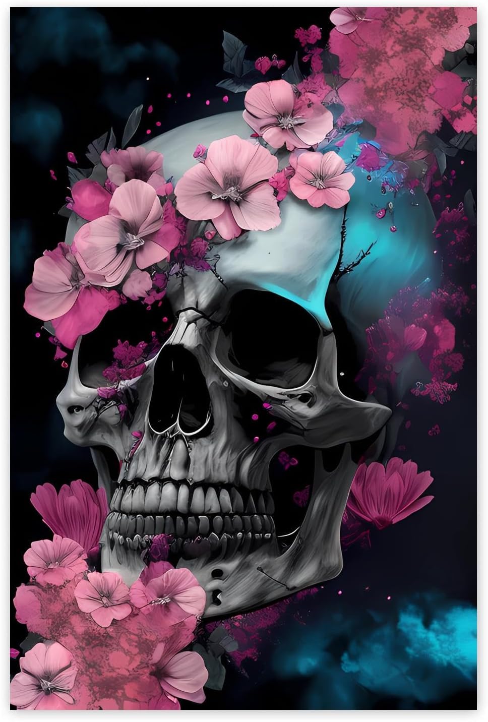 Gabbana Skeleton Diamond Art Painting Flower Skeleton, 5D DIY Full Circle Diamond Cross Stitch Kit for Adults, Home Decoration and Relax Gift 18x24 Inch