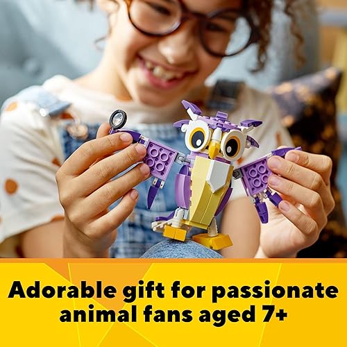 Miniatura 6 de LEGO Creator 31125 - Criaturas del bosque de fantasía, juego de juguetes de animales del bosque que se transforma de conejo a búho a figuras de