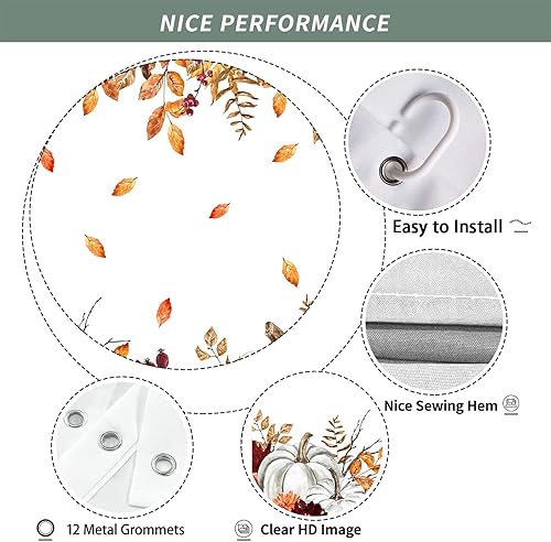 Miniatura 5 de iTapnoom Cortina de ducha de otoño con hojas de arce, hojas de otoño, cosecha, Acción de Gracias, granja, acuarela, temporada, tela impermeable de