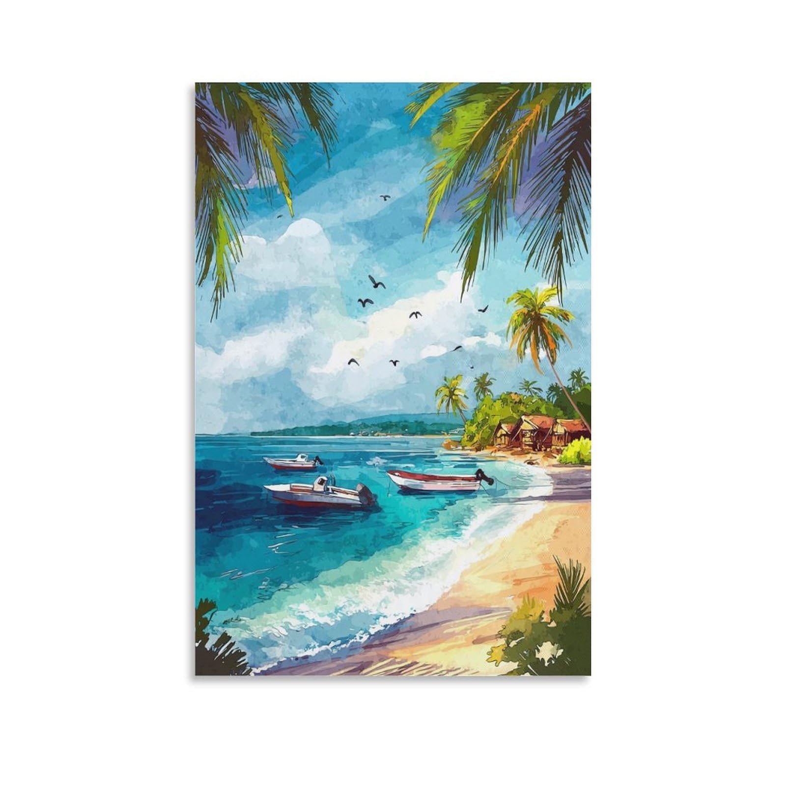 Dominican Republic Poster 20x30inch(50x75cm) Vintage Watercolor Canvas Art