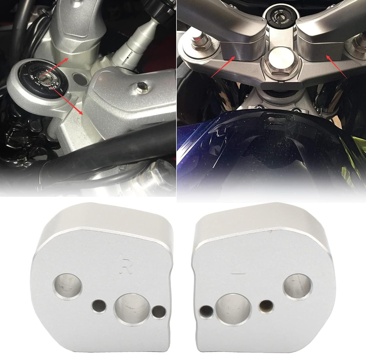 for 2006-2021 Yamaha FJR1300 Aluminum Silver 1" Handlebar Handle Bar Riser Kit