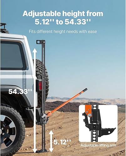 Miniatura 3 de VEVOR Farm Jack de 60 pulgadas, capacidad de 7000 libras, para tractor, camión, SUV, elevador de parachoques, naranja