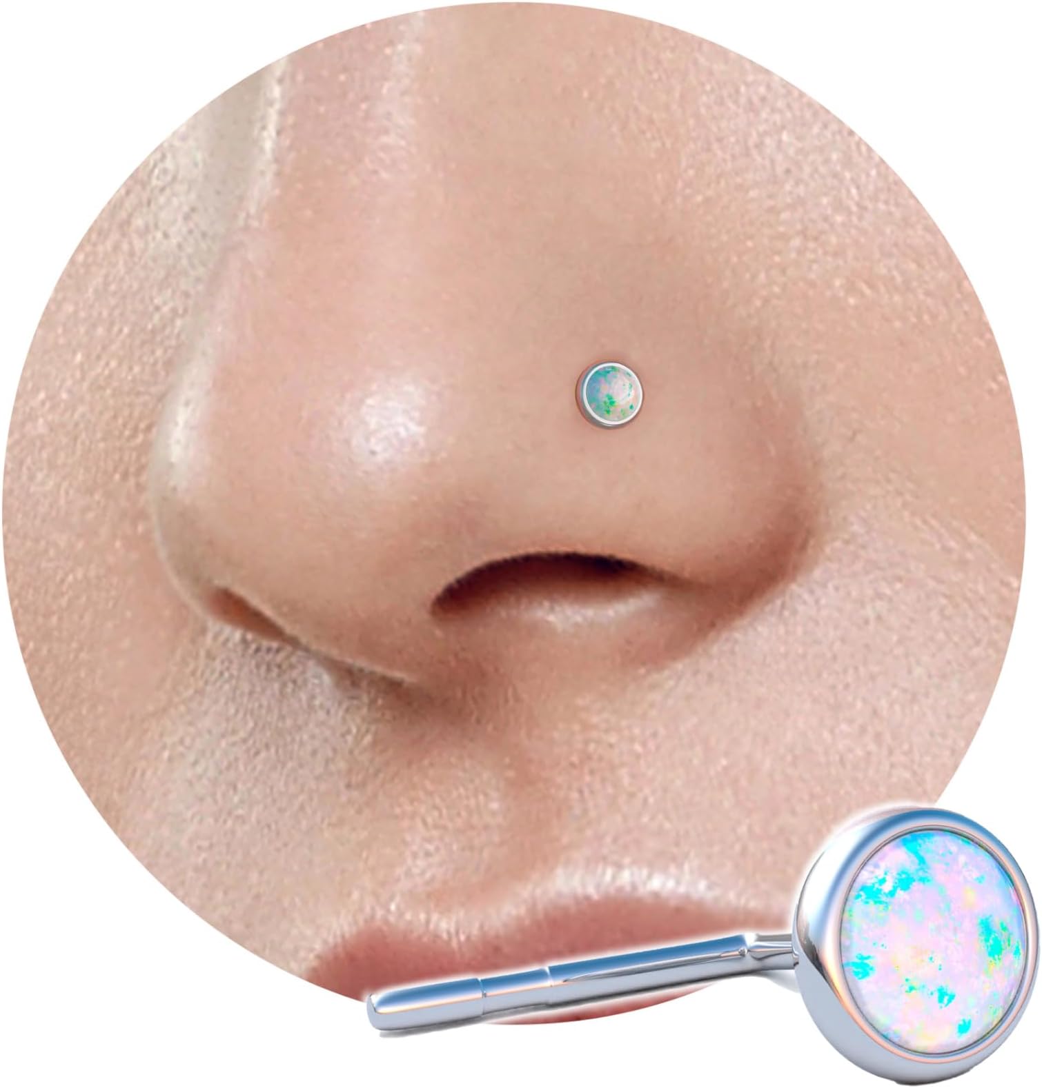 3mm Opal piercing nose stud