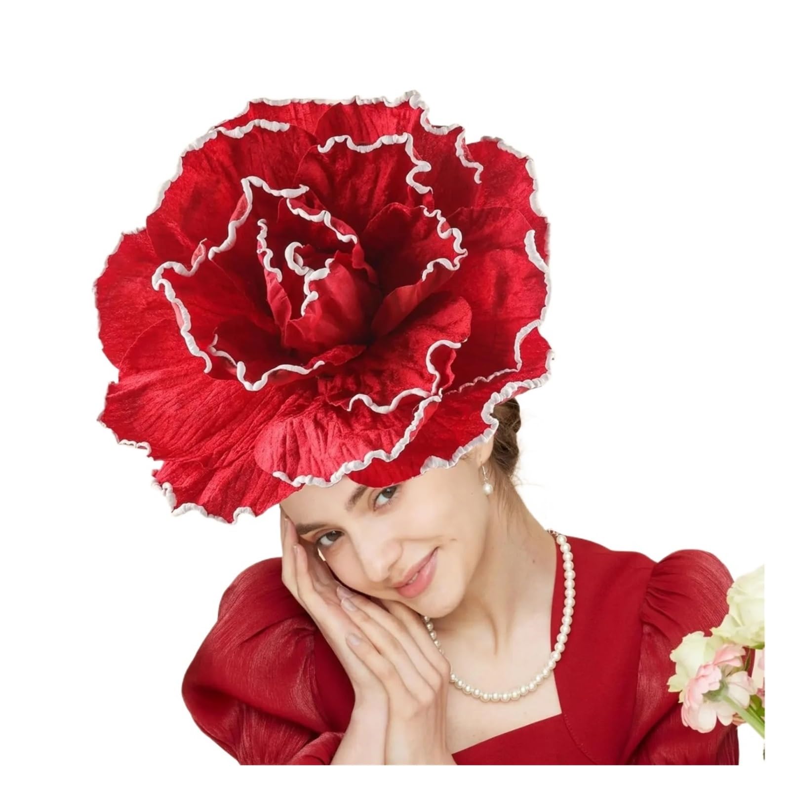 Fascinator-Hüte Rosenblumen Fascinator Hut Cocktail Hochzeit Braut Make-up Abschlussball Fotoshooting Teeparty Zubehör(Black)
