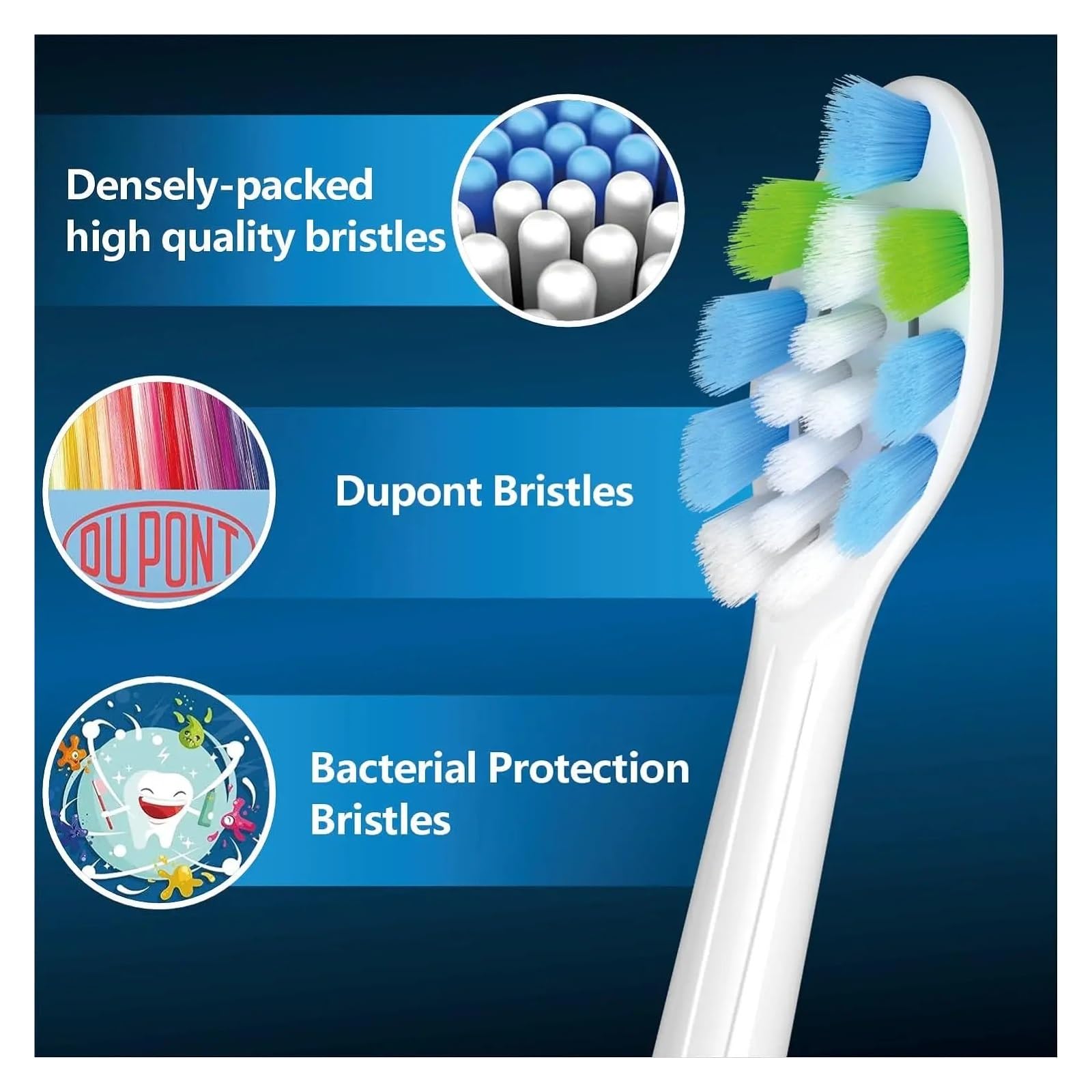 muyihui Paquete de 4-16 cabezales repuesto for cepillo dientes compatibles con eléctrico, recambio(16pcs Black)