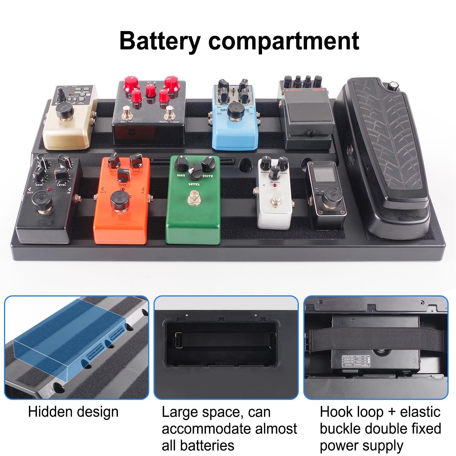Płyta do pedałów gitarowych, pochylony zasilacz, pedalboard, akcesoria do gitary, przenośny, , basista, akcesoria dla gitarzysty, basisty