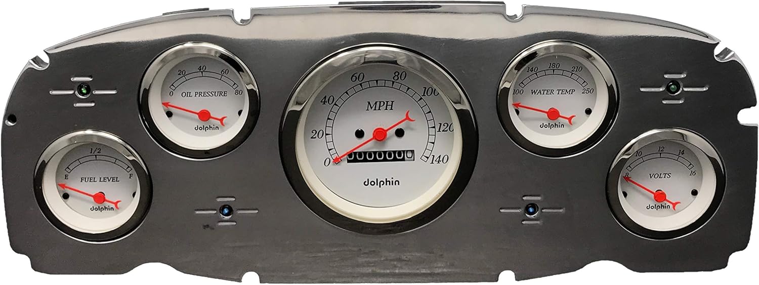 Compatible with 1959 Ford Car 5 Gauge Dash Cluster Panel Set Mechanical White